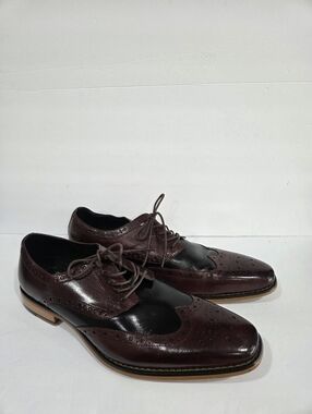 Stacy Adams Men's Two-Tone Burgundy and Black Wingtip Oxford Dress Shoes Sz.11,5
